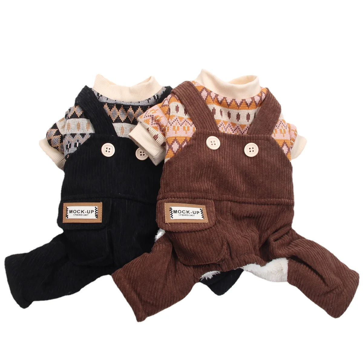 New Dog Jumpsuit Hoodie Knited Sweater&Corduroy Trousers Pet Autumn Coat Jaket Puppy Overalls