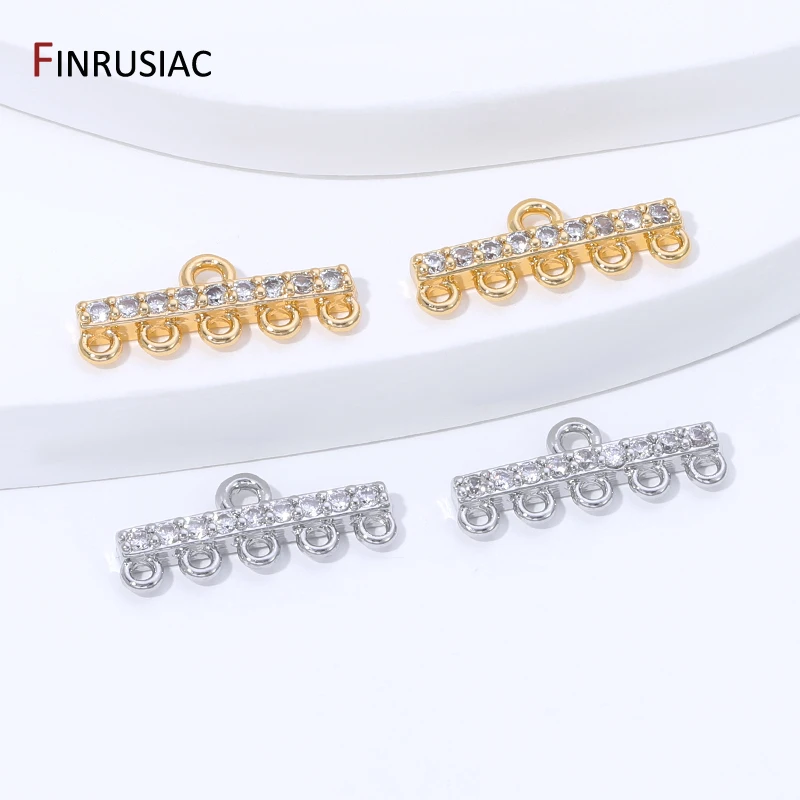 14K Gold Plated Brass Zircon Multi Strand Connector for Jewelry, Connector for Bracelets Making Findings, DIY Accessories view 4