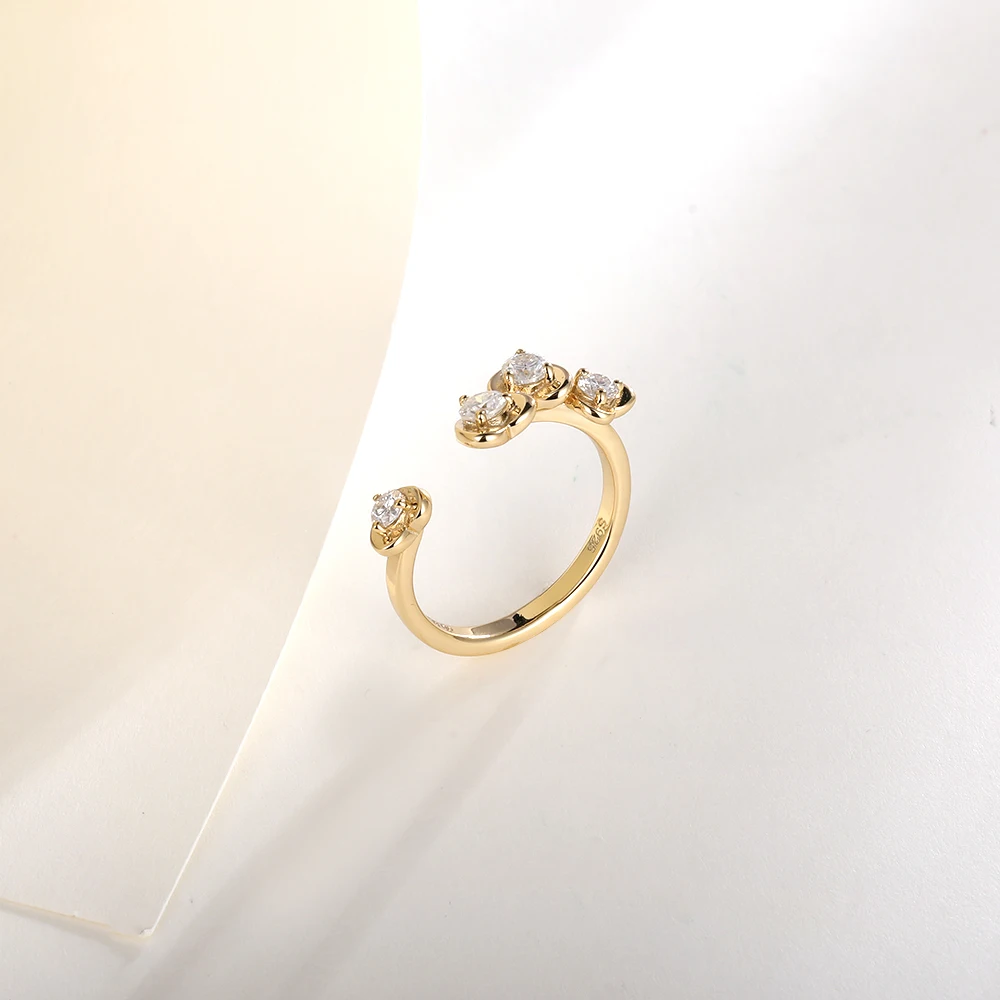 HFE Heart Shaped Moissanite Open Ring 925 Sterling Silver 18K White Gold Plated Ring Women's Exquisite Jewelry Party Gift