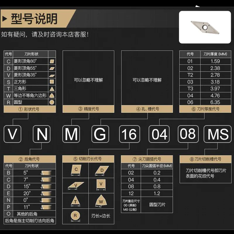VNMG160408 MS سيرميت إدراج الدقة باستخدام الحاسب الآلي تحول شفرة للصلب المشترك الخارجي مخرطة تحول أداة إدراج الخام بالقطع