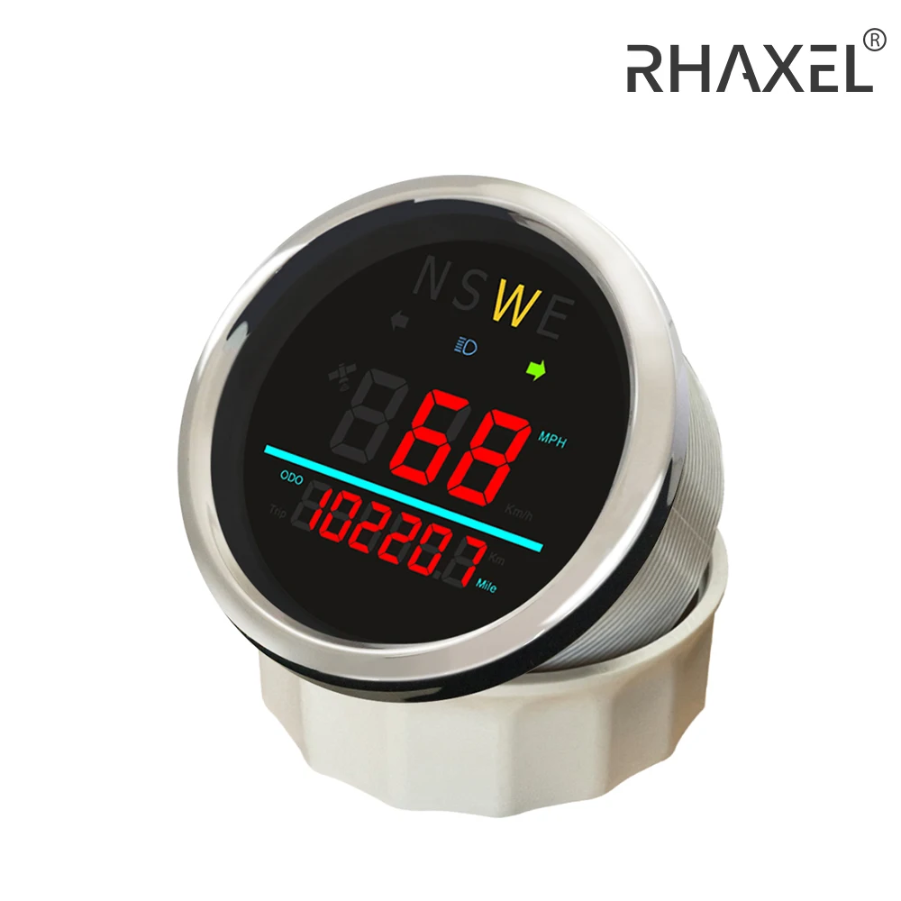 

RHAXEL 85mm (3 3/8'') GPS Speedometer 0-999(Knots, Km/h Adjustable) Speedo Gauge for Marine Boat Yachts 12V 24V