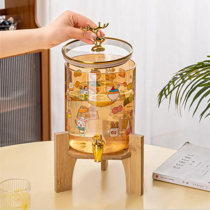 

Heat-resistant glass cold kettle with straw cover Dishwasher and microwave safe Summer refrigerator Faucet drinking utensils