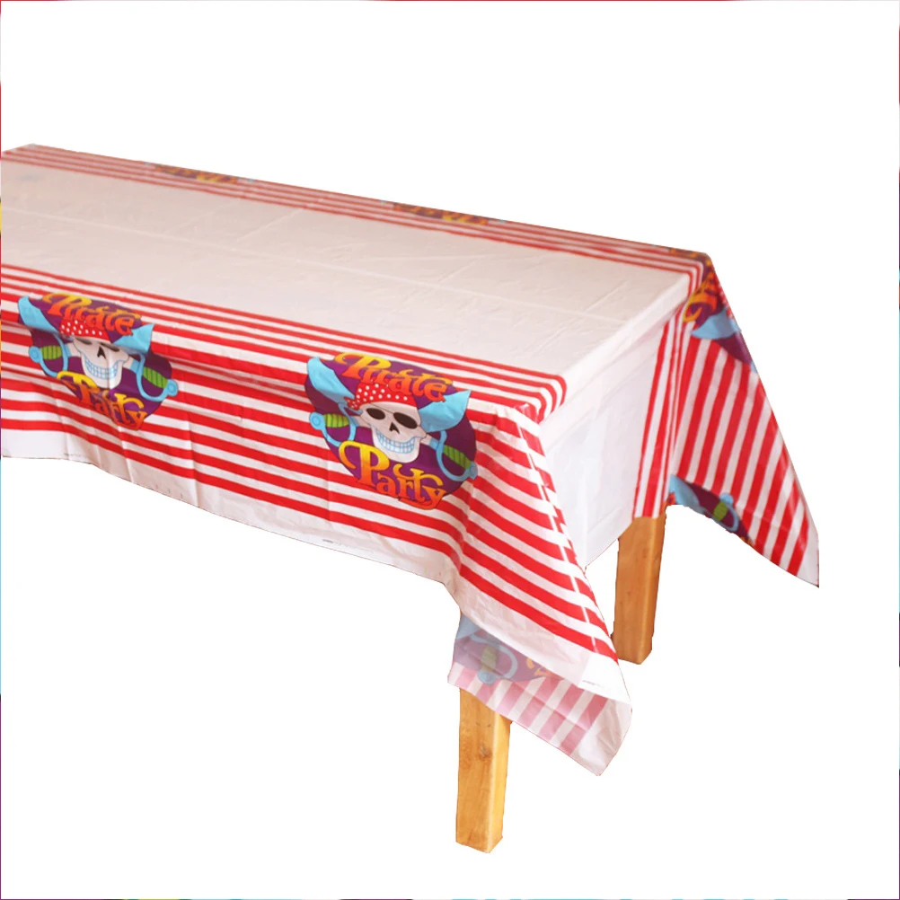 

Pirate Theme Plastic Tablecloth Pe Disposable Party Table Covers Waterproof For Cosplay Birthday Decoration Red
