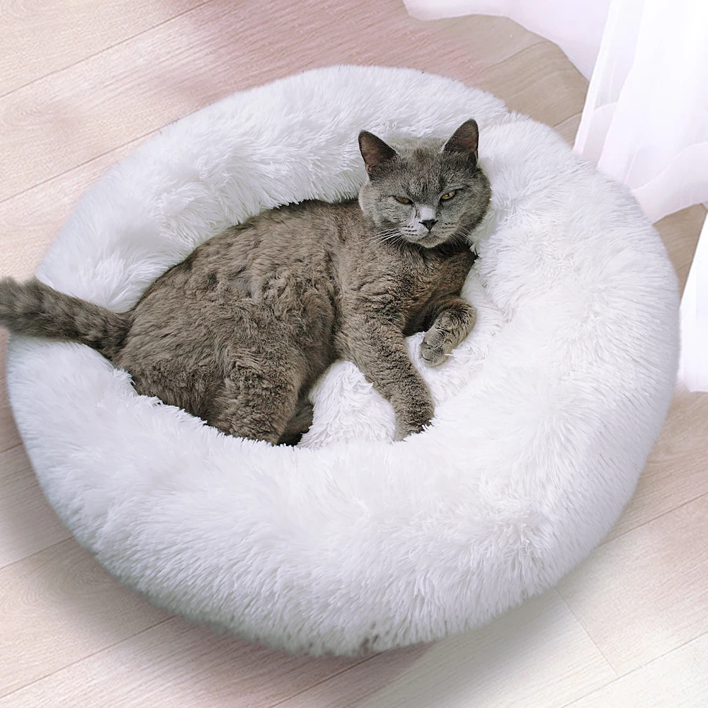 

Sweet Cat Bed Warm Pet Basket Cozy Kitten Lounger Cushion Cat House Tent Very Soft Small Dog Mat Nest for Donut Round Cats Beds