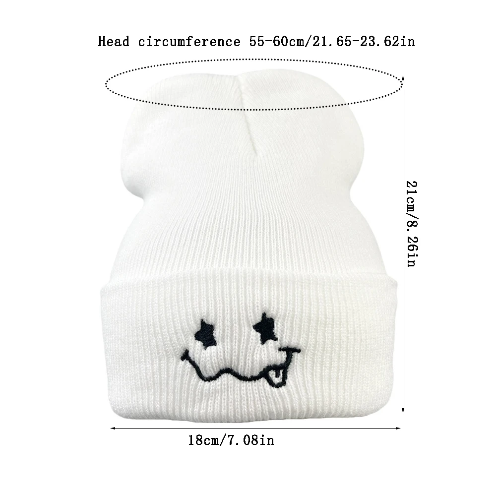 1pcs Cute Expression Embroidered Knitted Hat Acrylic Fiber High Quality Autumn Winter Outdoor Cold Cap Men Women