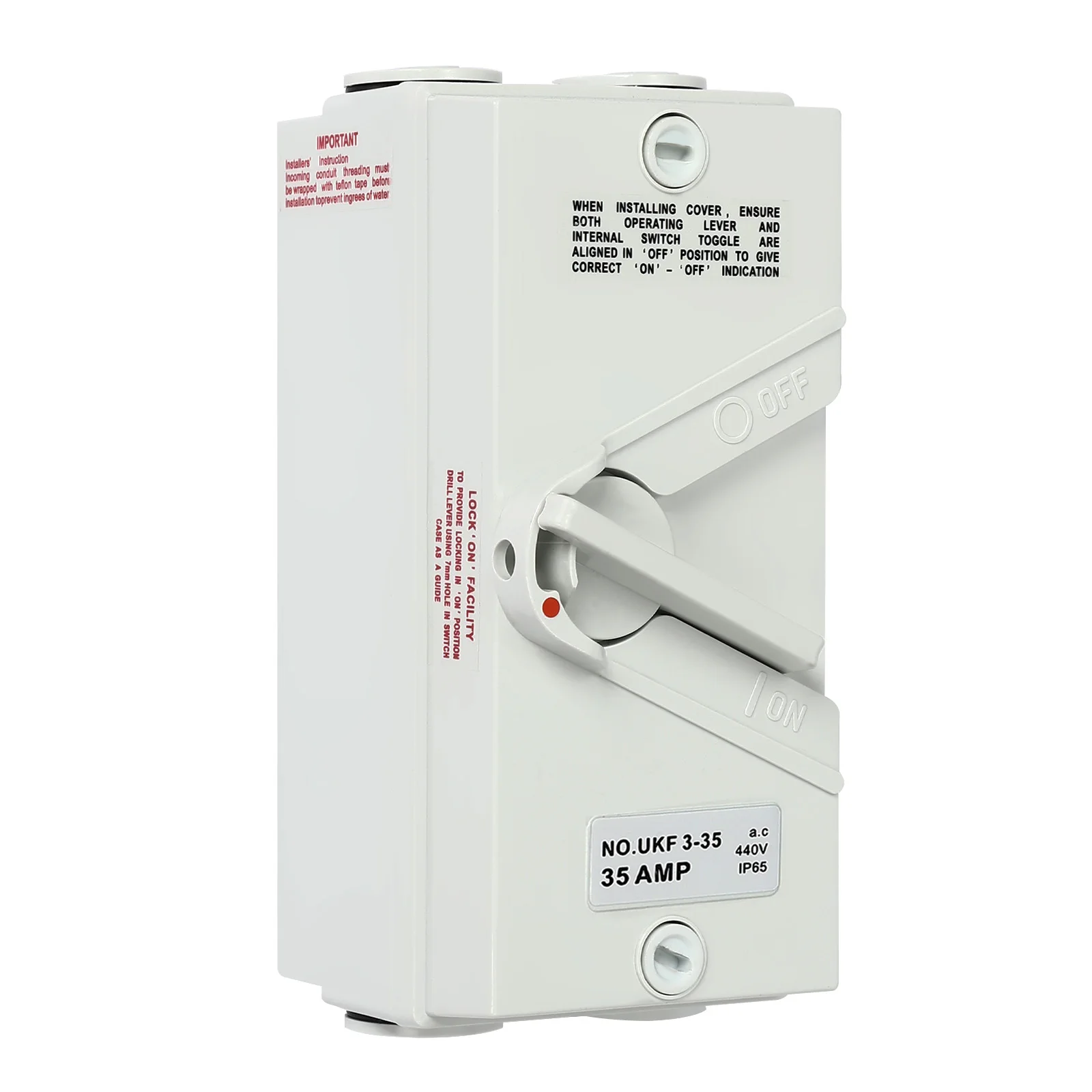 IP65 مفتاح عزل مقاوم للعوامل الجوية 35A 3 أقطاب مفتاح عزل أمان مناسب للحالات الخارجية #5