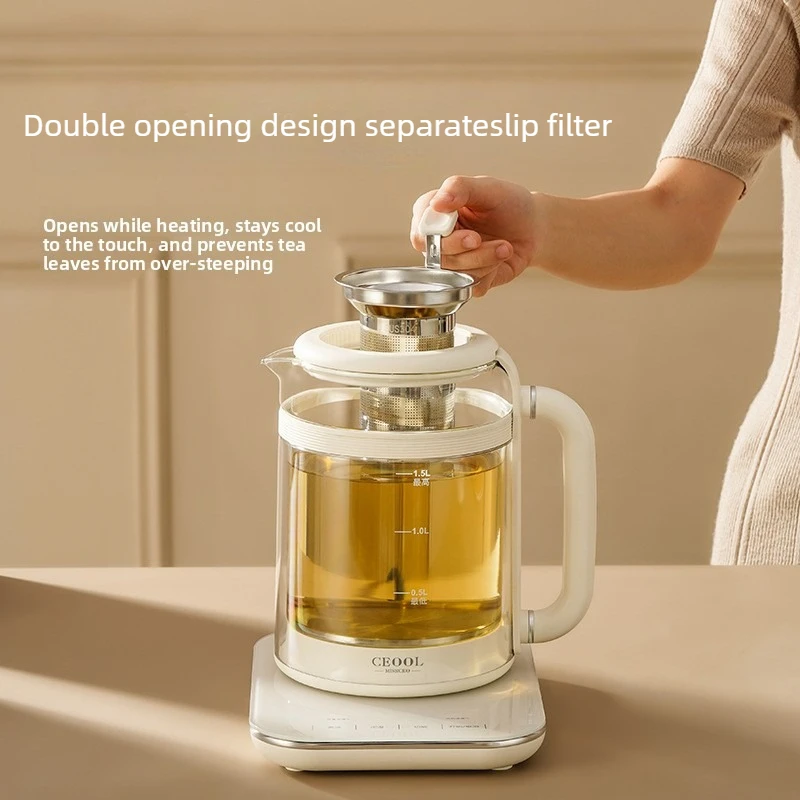 

Electric Health Pot Double Layer Anti Burn Real Time Dual Display 10 Stage Adjustable Temperature Kettle for Office Tea