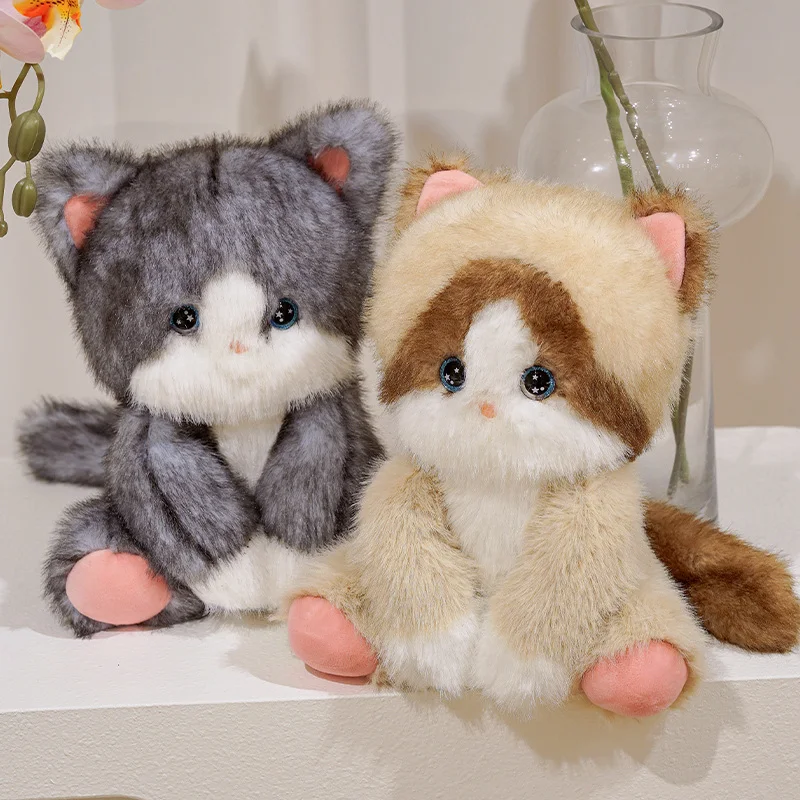 

Kawaii мягкая пушистая кукла-компаньон в стиле котенка, супер милый кот Мяу, плюшевая игрушка, высокое качество, сиамский кот, подарок на день рождения для ребенка