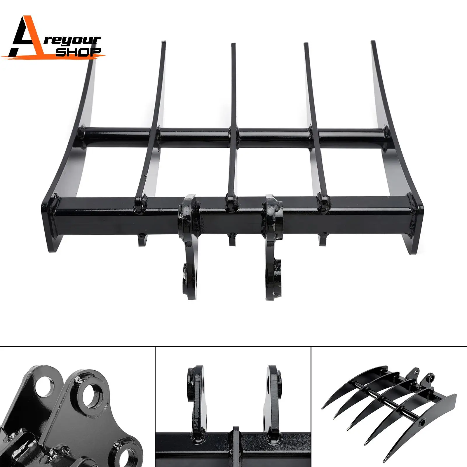 Areyourshop Attachment Rake Attachments Tools for Mini Excavators Excavator Small Digger