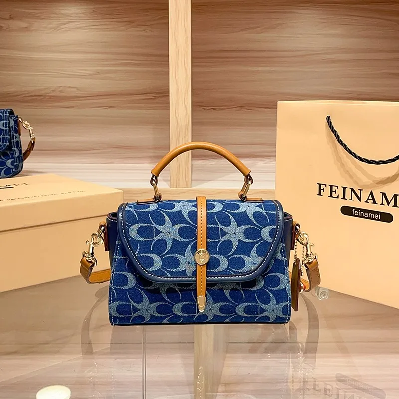 

Women's bag retro light luxury denim handbag 2025 new high-end designer high-end sense single shoulder crossbody bag