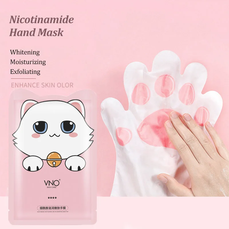 Cute Nicotinamide Cat Claw Hand Mask Whitening Exfoliating Hand Care Dead Skin Remove Gloves Moisturizing Brightening SPA Mask