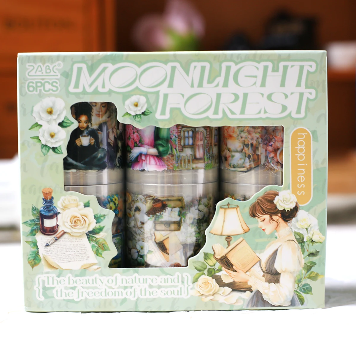 Journamm 6 لفات/صندوق ملصقات شريط PET اشي ورقة الشريط ملصقات لسكرابوكينغ شريط مزخرف لتقوم بها بنفسك الفنون الحرفية شريط مزخرف