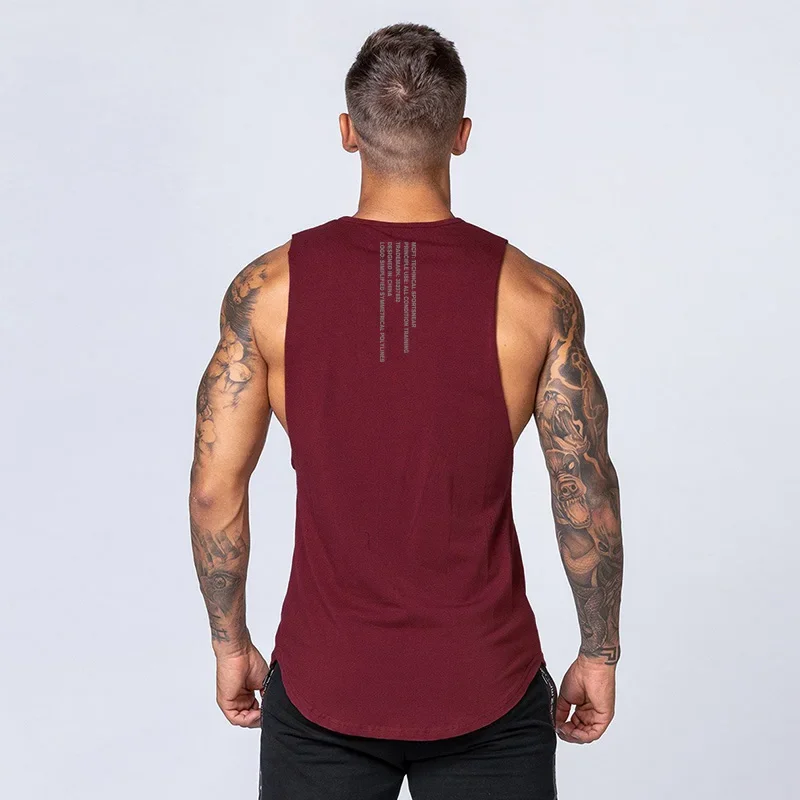 Men Running Vest Cotton Sleeveles Gym Tank Top Loose Fit Bodybuilding Workout weightlifting Summer Breathable Fitness Train Tops