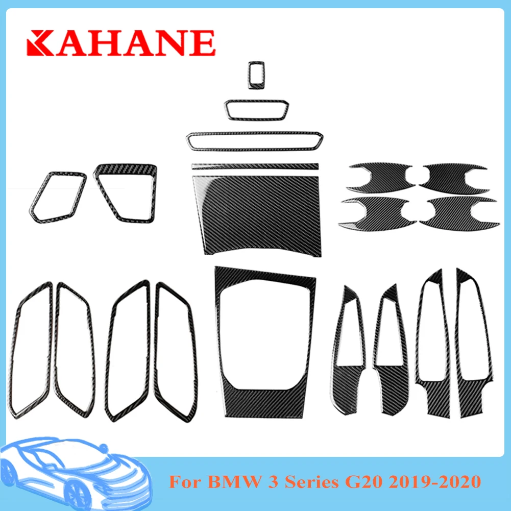 

Black Carbon Fiber Stickers For BMW 3 Series G20 G28 325Ii 330D 335 2019 2020 Car Interior Decorative Cover Trim Accessories