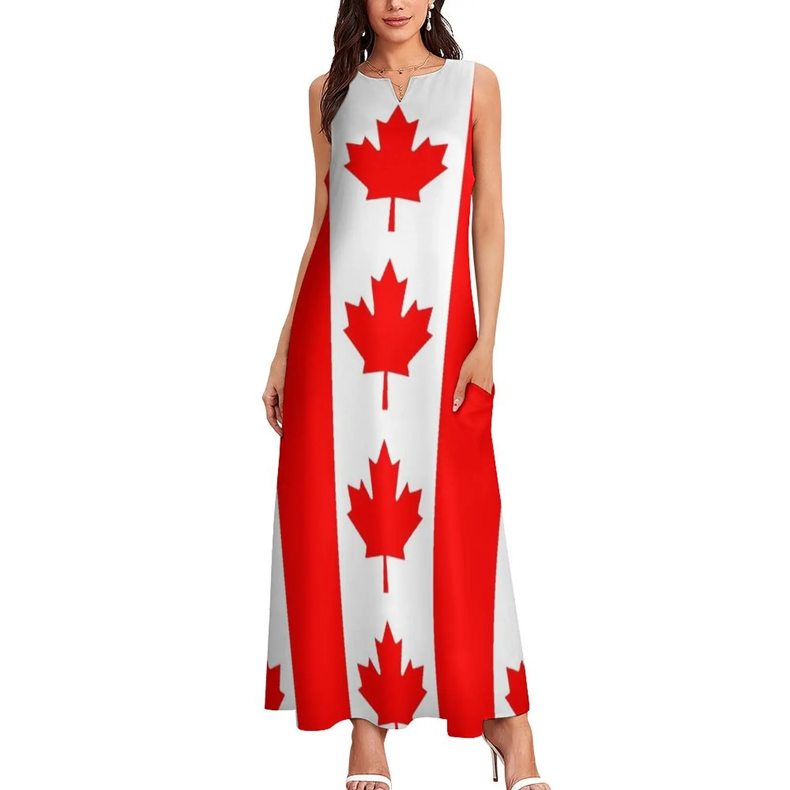 Canadian Flag Long Dress dresses for prom sexy dress beach outfits for women Dress