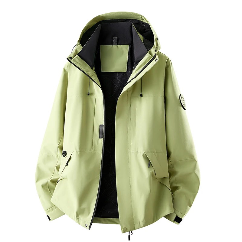 Unisex Outdoor Windproof Waterproof Hiking Jacke Men Sports Coat Long Sleeve Zipper Closure Women Single Layer Hooded Coat