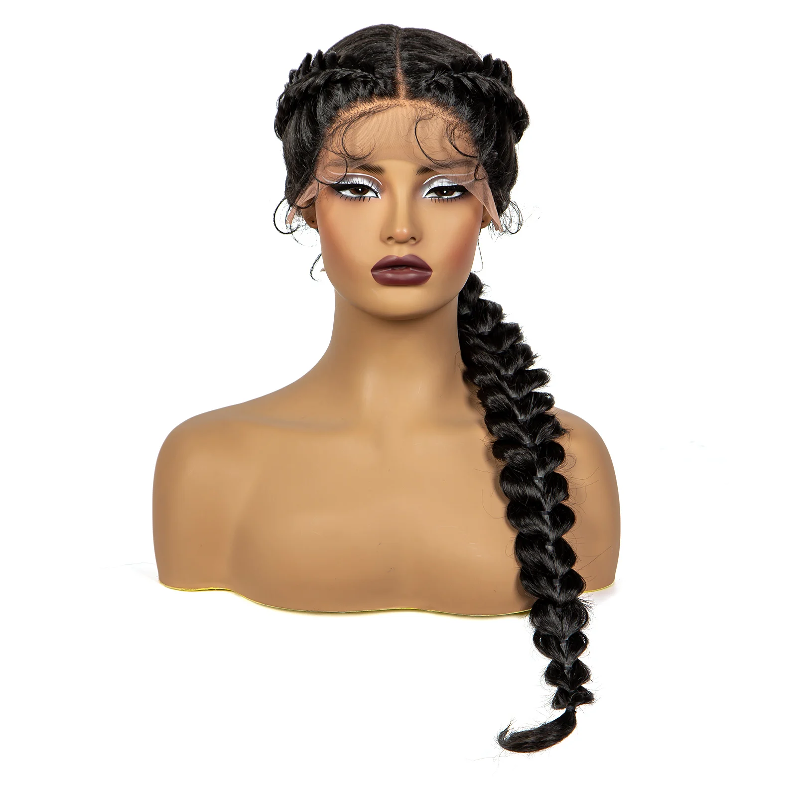 Handmade Twist Braided Wigs Natural Synthetic Lace Front Knotelss Braided Lace Wigs Braidis Wigs with Baby Hair for Black Women