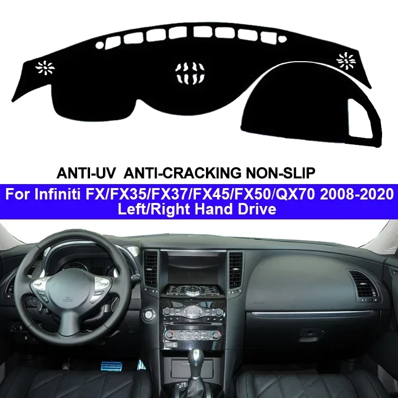 Автомобильный Внутренний чехол для приборной панели Infiniti FX FX35 FX37 FX45 FX50 QX70 2008-2020, защитный ковер для консоли, коврик для приборной панели 2019 2018