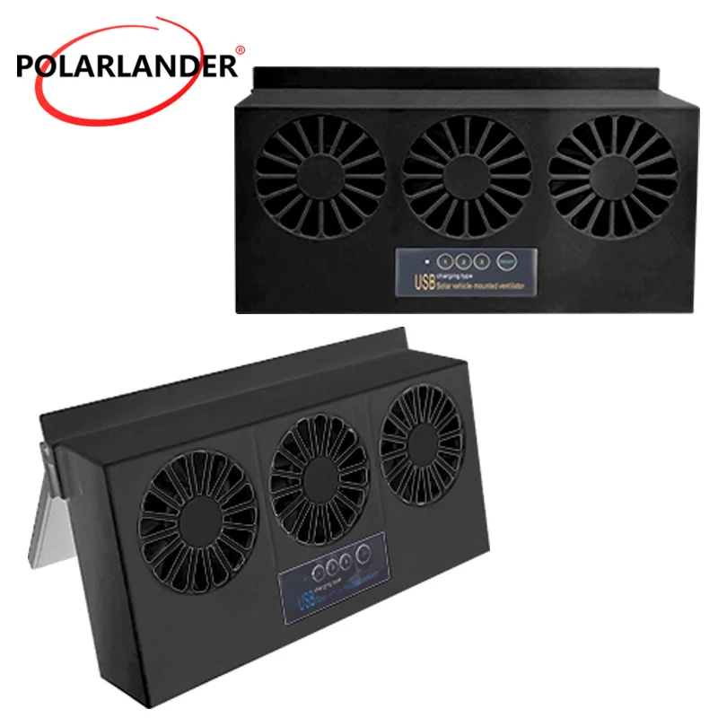 

Car Exhaust Fan 5V Black Accessories Solar Vehicle Exhaust Fan Three-Head Solar USB Battery-Free ABS