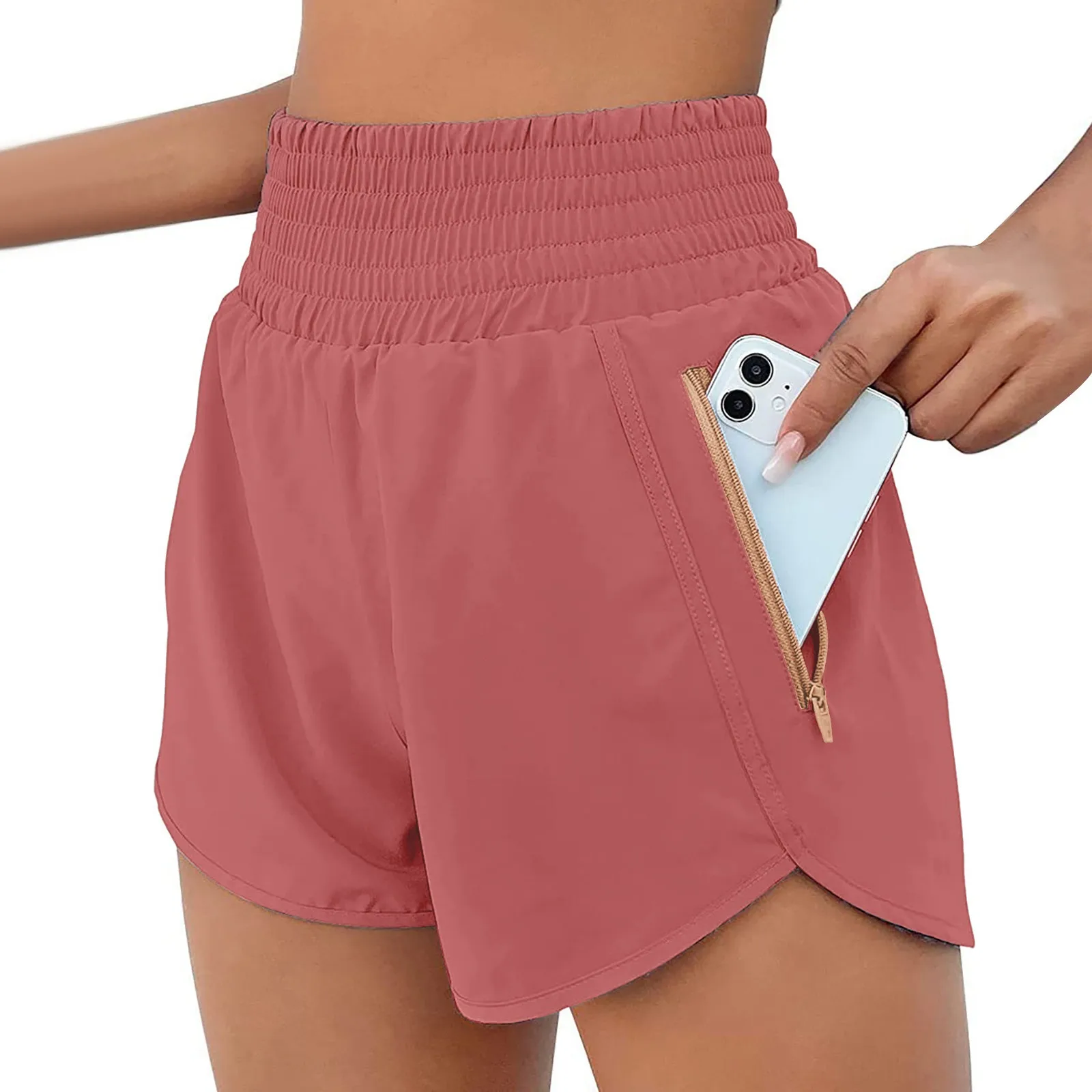 

Women Sport Yoga Casaul Shorts Summer Elastic High Waist Beach Bottoms With Pockets Outdoor Fitness Quick Drying Short Pants