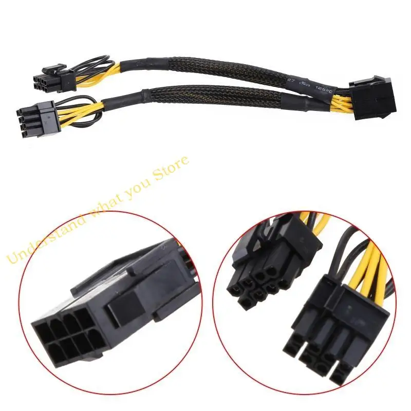 J60A 8-Pin PCIe Splitter PCI for Express Power Supply 8Pin to Dual 6 Pin Extension Connector Y-Splitter with Nylon Sleeve 8.7