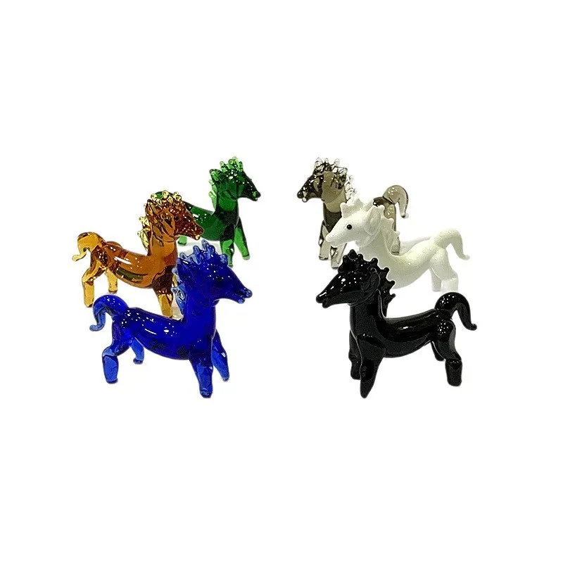 

Handmade Mini Glass Horse Figurine Cute Zodiac Animal Statue Ornaments Home Desk Decor Collection New Year Holiday Gift for Kids