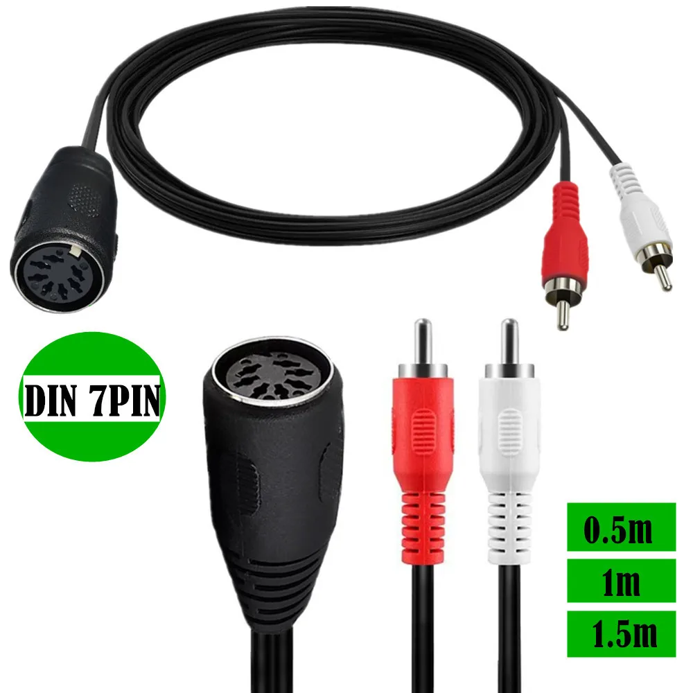 DIN 7-pin 7pin to 2 RCA lotus adapter cable male to female vintage audio equipment speaker adapter cable line 0.5m/1m/1.5m