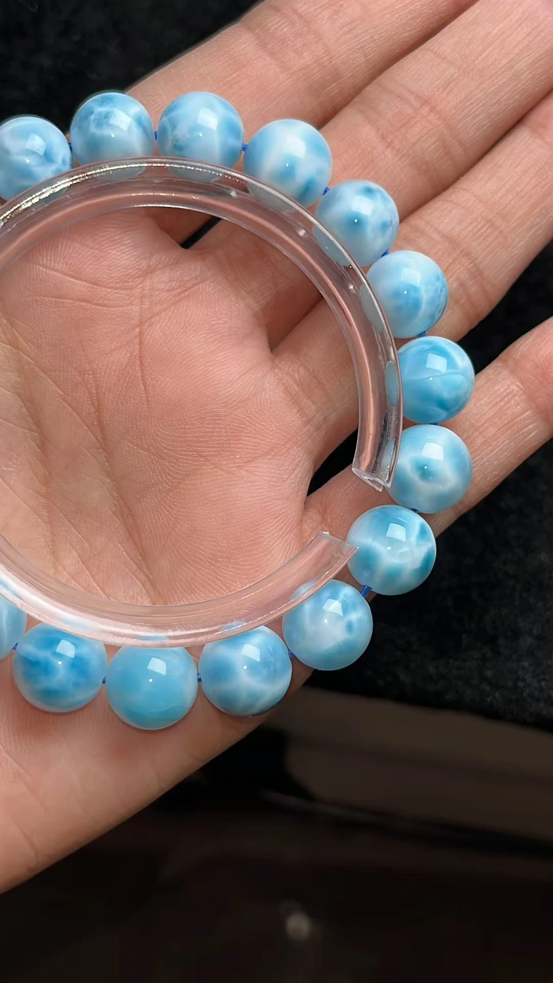 Natural Blue Larimar Gems Round Beads Bracelet 10.2mm Jewelry Women Men Pattern Big Size Round Beads Larimar Jewelry AAAAAA