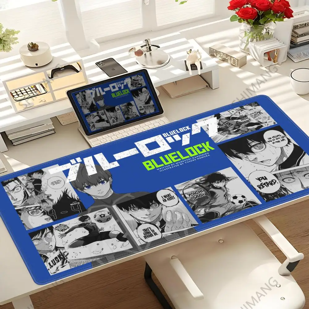 Mouse Pad Japan Anime Blue Lock Nagi Seishiro Mousepad PC Gamer Keyboard Rug Black And White Laptop Gaming Accessories Desk Mat