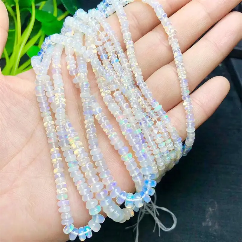 Natural Opal Necklace Bracelet Round Beads Birthday Present Beauty Fashion Gemstone Color Charm Jewelry 1PCS 3-5mm