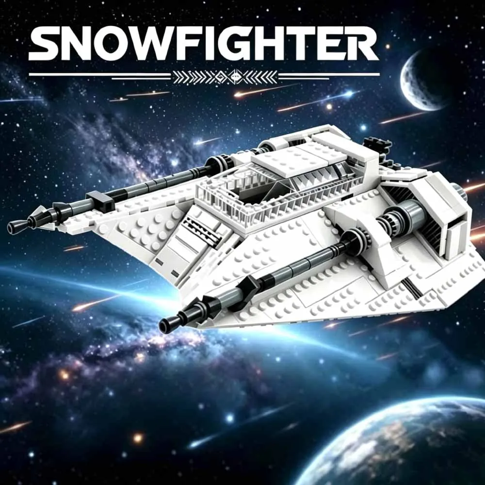 1006-teiliges MOC-21802 Snowfighter Weltraum-Kriegs-Sternenschiff-Bausatz, Filmreplik Weltraumschlachtschiff-Modell, bewegliches Ausstellungsstück, DIY-Montagegeschenk für erwachsene Sci-Fi-Sammler,