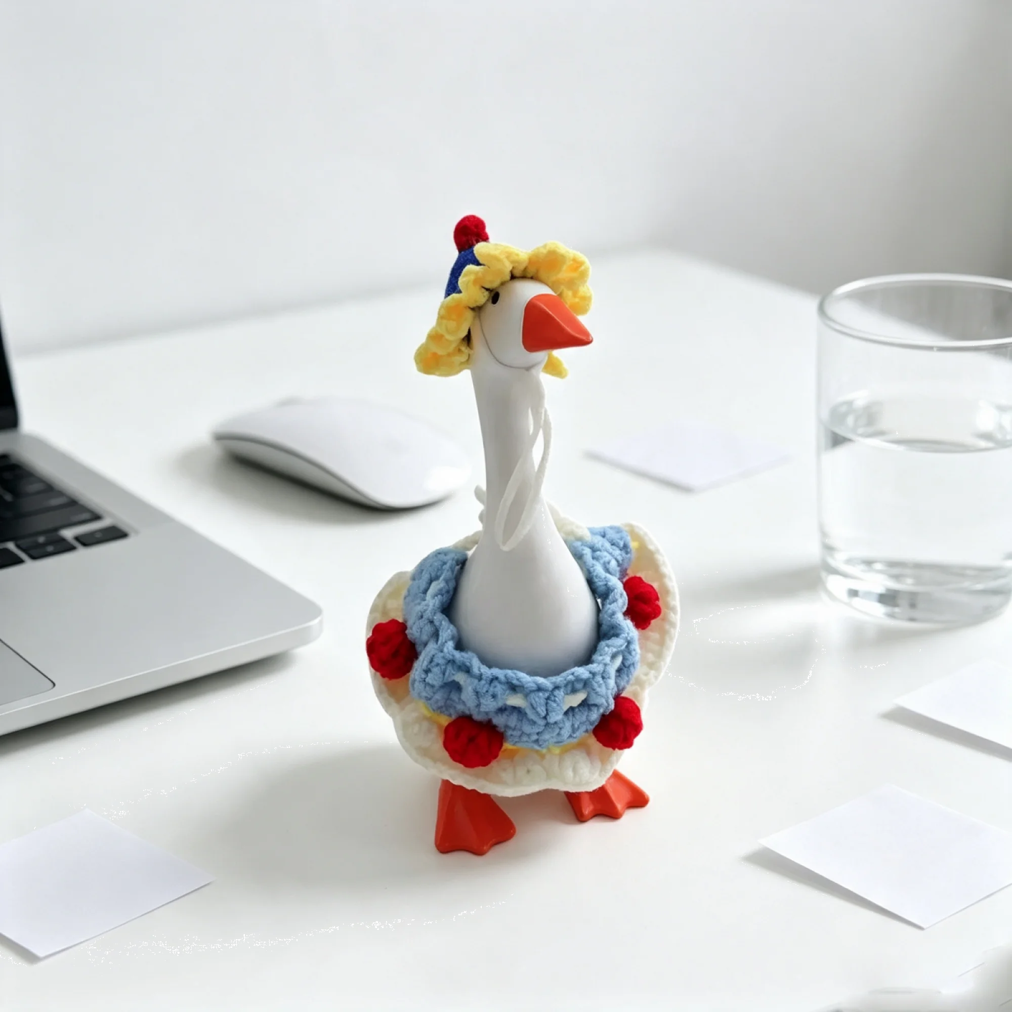 Christmas Crochet In Desk Desk Goose Figurine Knit-Collar Goose Figurine Crochet Goose Collar Christmas Costume For