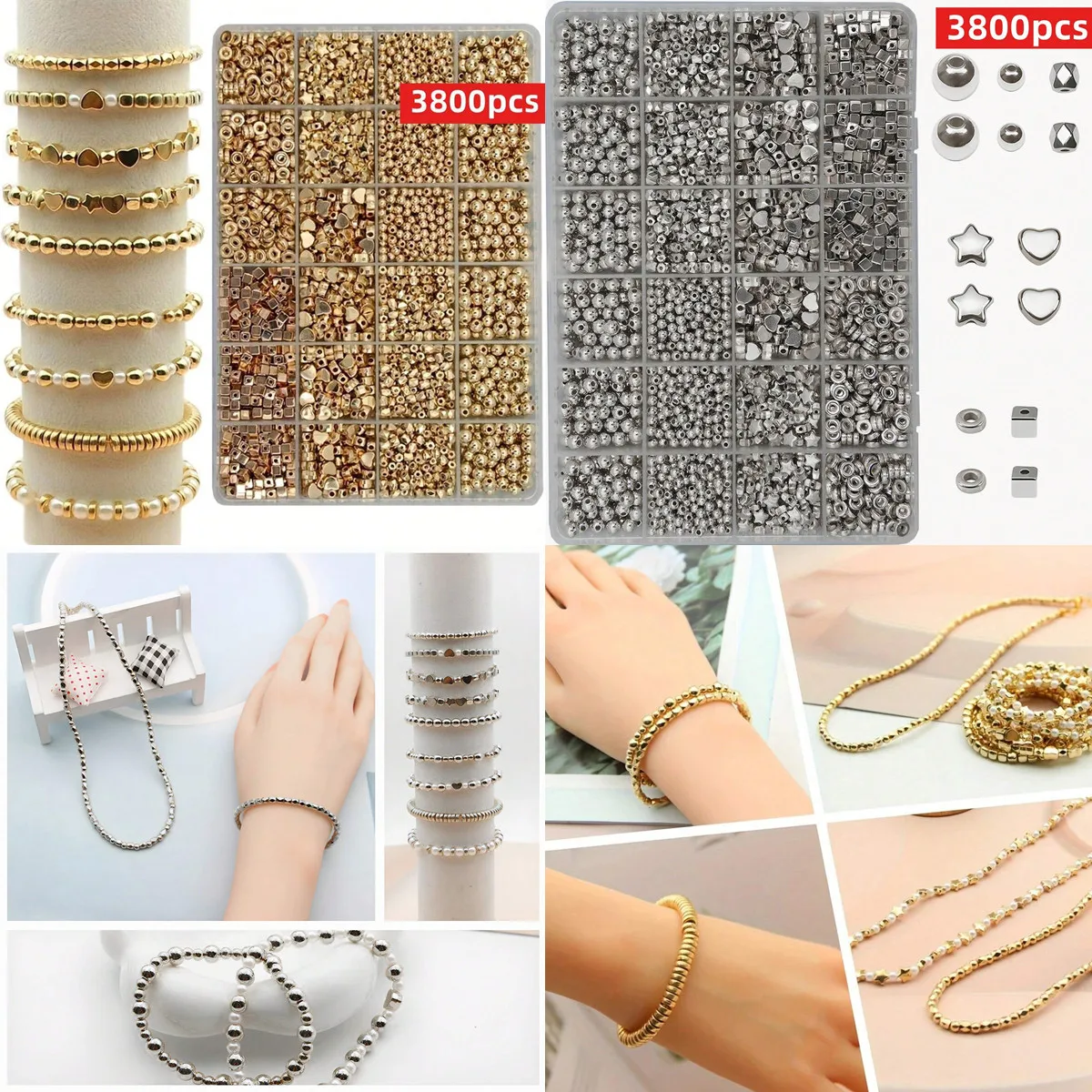 

3800 шт. бусин-разделителей в форме сердца и пятиконечной звезды, 4-7 мм. Бусины-разделители, акриловые. Браслеты своими руками, украшения