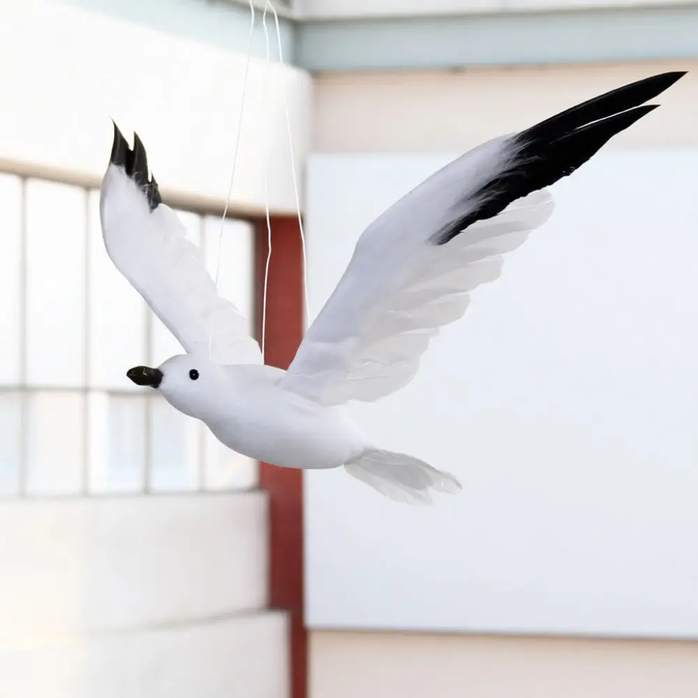 Realistic Seagull Sculpture Artificial Feather Bird Decor For Garden Office Desk Forest Style Table Ornament