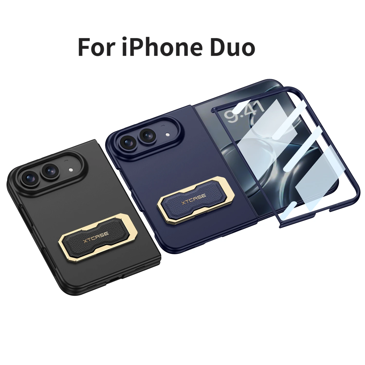 For iPhone Duo Foldable Phone Case with Wrist Strap, Stand, and Screen Protector All-in-One For iPhone Duo