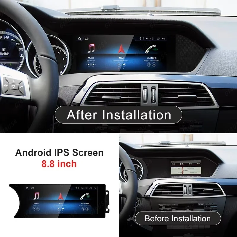 Android14 راديو تلقائي لاسلكي Carplay لمرسيدس C Class W204 2011-2014 سيارة مشغل وسائط متعددة BT WIFI SIM ستيريو GPS رئيس وحدة