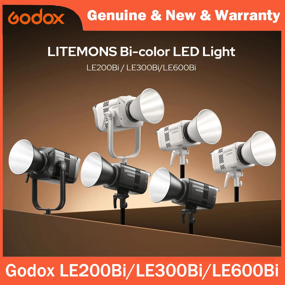 Godox LE200Bi/LE300Bi/LE600Bi Litemons Luz LED bicolor Control de aplicación de brillo incomparable con soporte Bowens para disparar