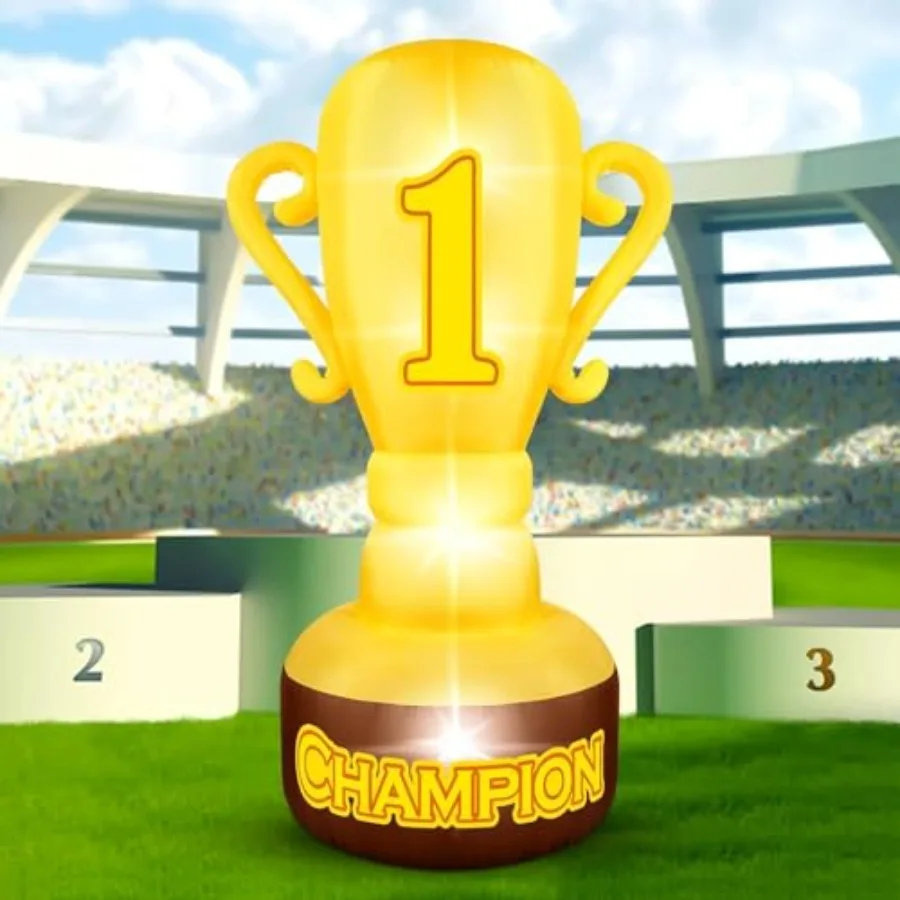 

5.4FT Giant Inflatable Trophy Outdoor Decorations Blow up Trophy Decor Built in 4 LED Lights for Award Trophies Inflatable Deco
