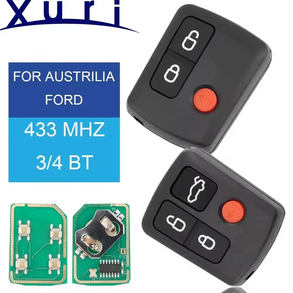 Xuri With Battery For Ford BA BF Falcon Sedan/Wagon Keyless Car Remote 3/4 Buttons Keypad Replacement Car Key 433MHZ