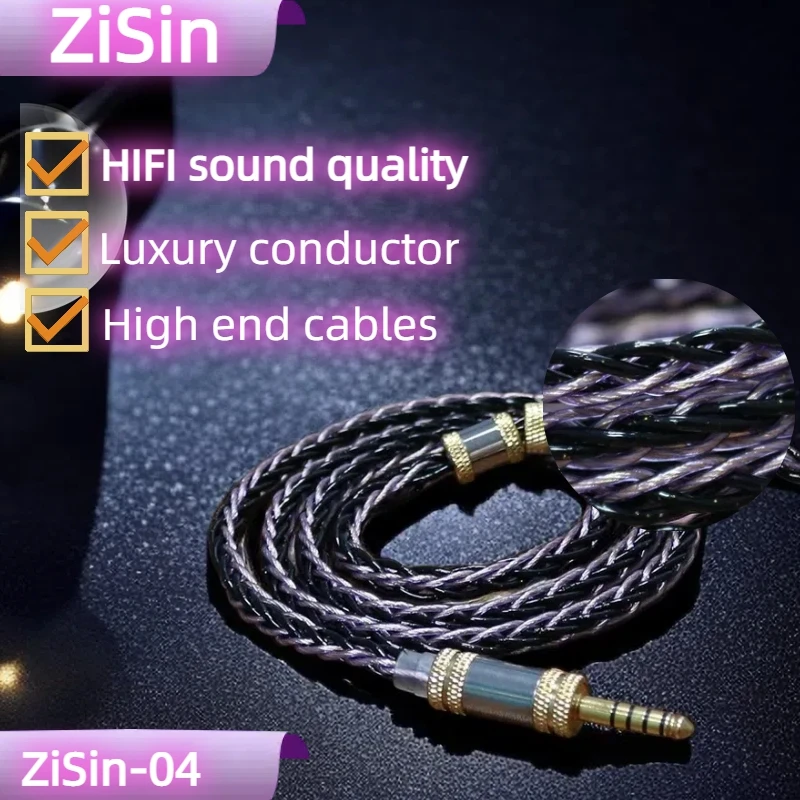 

ZiSin 04 8-ядерный Litz HIFI фокусный кабель Utopia для наушников 4,4 мм 2,5 мм 6,35 мм XLR, подходит для HD800S HD800 HD820 Utopia (большой)