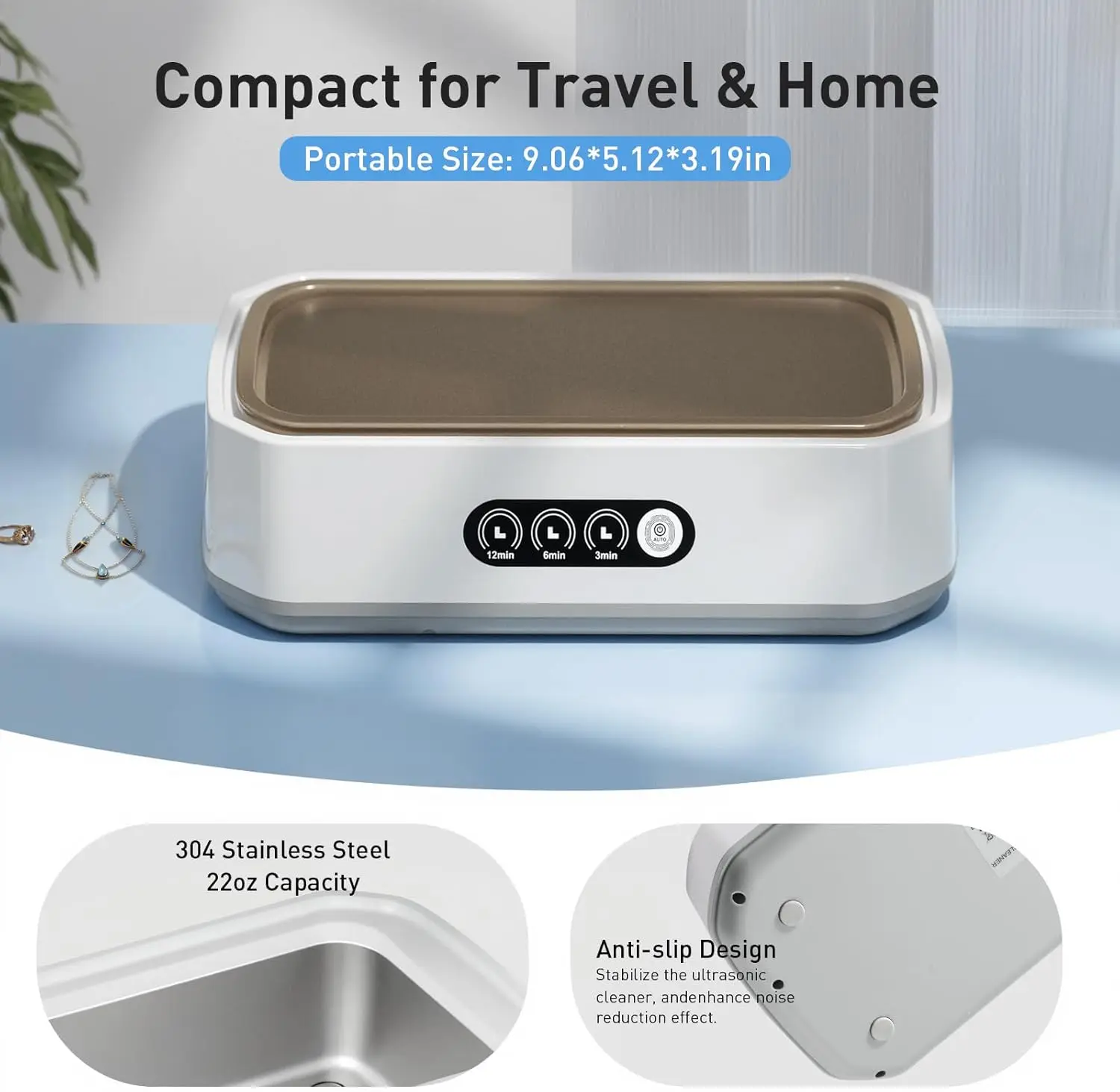 منظف التجنيب بالموجات فوق الصوتية للأسنان: منظف المجوهرات 50 كيلو هرتز آلة التنظيف العميق - جراب تنظيف الأسنان 650 مل لـ D