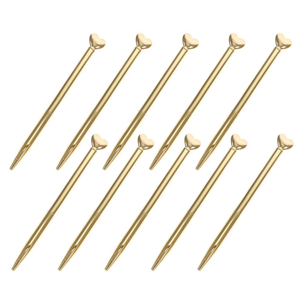 

10 шт. шариковые ручки в форме сердца, выдвижная металлическая ручка, 1 мм, средние чернила, свадебная вечеринка, день Святого Валентина, офисное письмо