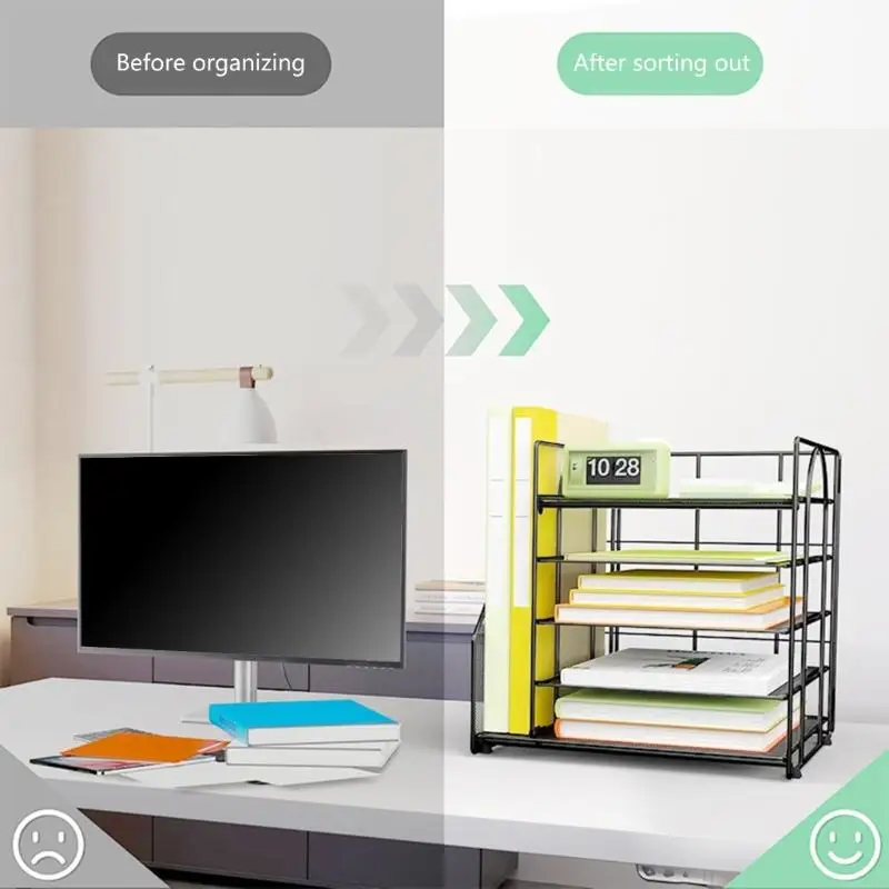 F42D Desk Document Organisateur à 5 niveaux lettre fichier à 5 niveaux avec stand magazine
