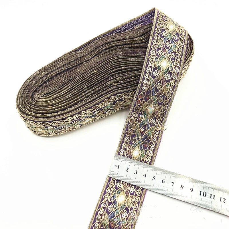 1 Yards Ethnic Style Retro Embroidery Flower Ribbon Garment DIY Ribbon Lace Accessories
