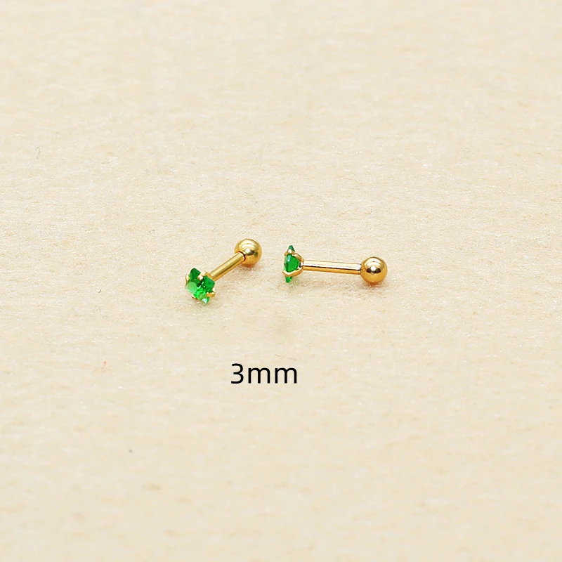 Grüne Edelstahl-Ohrstecker für Damen, Zirkon-Ohrreifen, Tragus-, Helix- und Ohrläppchen-Schmuck – Detail 3