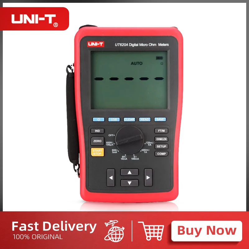 UNI-T Digital Micro Ohm Meter Manual Range UT620A UT620B DC Low Resistance Tester Data Storage/USB Data Transfer/Data Hold