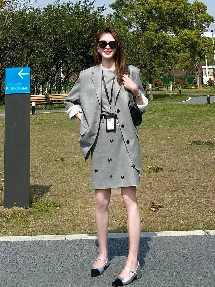 

Женский костюм Ele ey, комплект из джата и юбки, весна 2026 Busin Sle, модный комплект из двух предметов