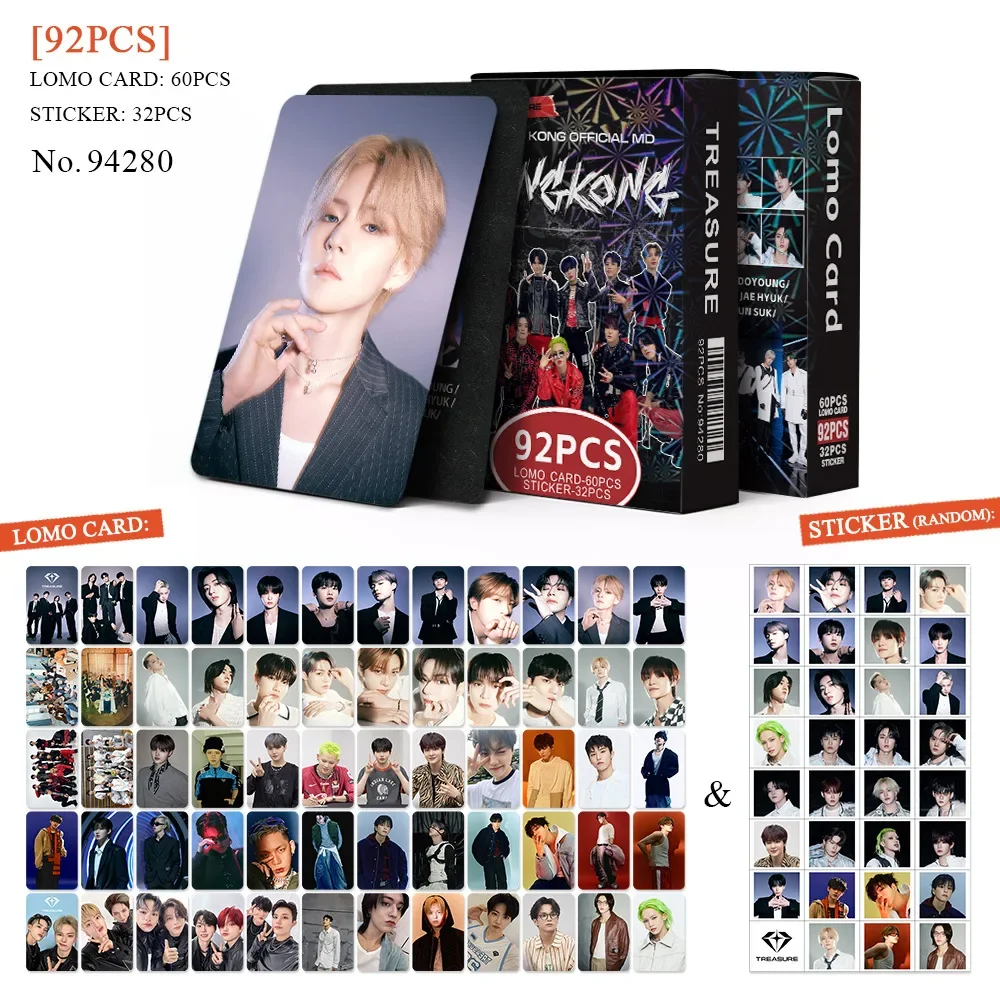 92pcs Kpop Treasure Lomo Cards and Stickers KINGKONG Photo Album High Quality HD Photocards