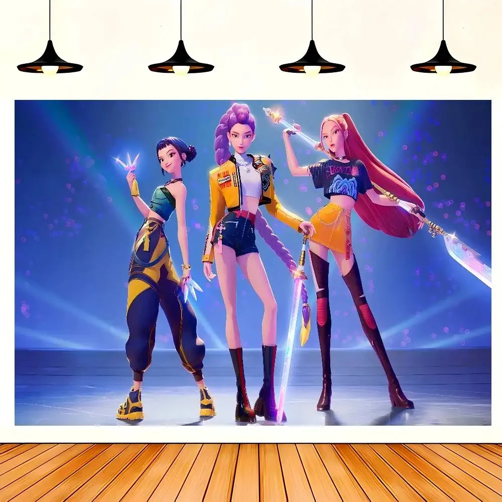 Новая бестселлерная фоновая ткань KPop Devil Hunter с принтом, ткань с логотипом, плакат, баннер, украшение для дня рождения, фото