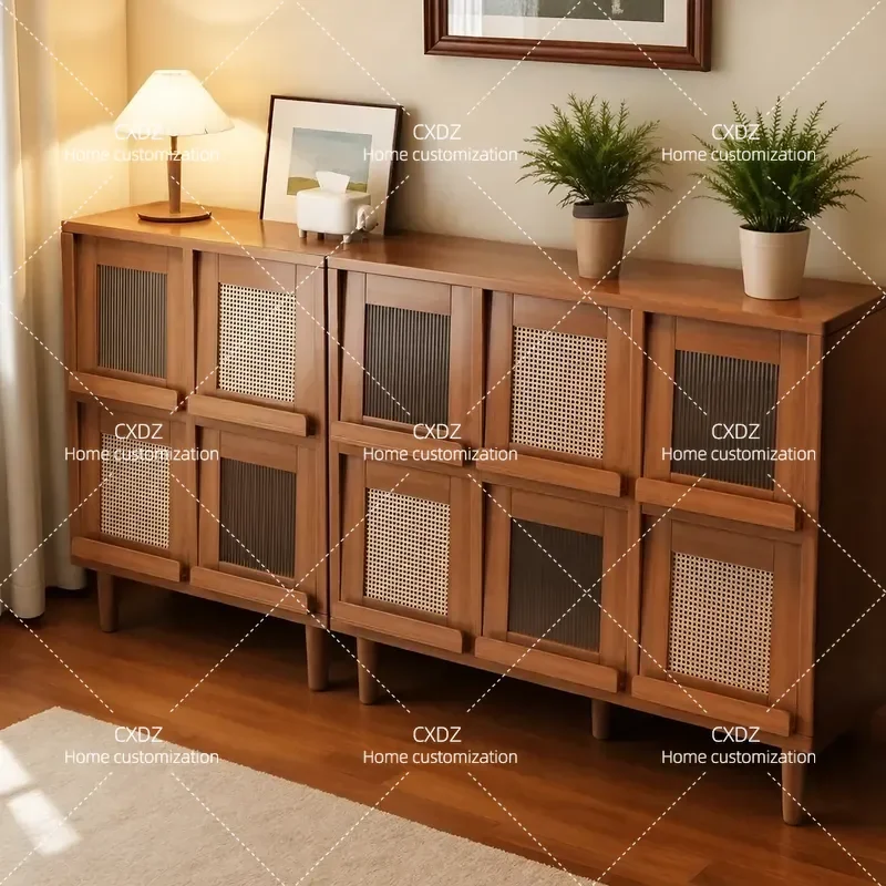 Dining Side Cabinet Living Room Tea Storage Sofa End Table Wall Mounted Integrated Lattice Cupboard Coffee Organizer Unit